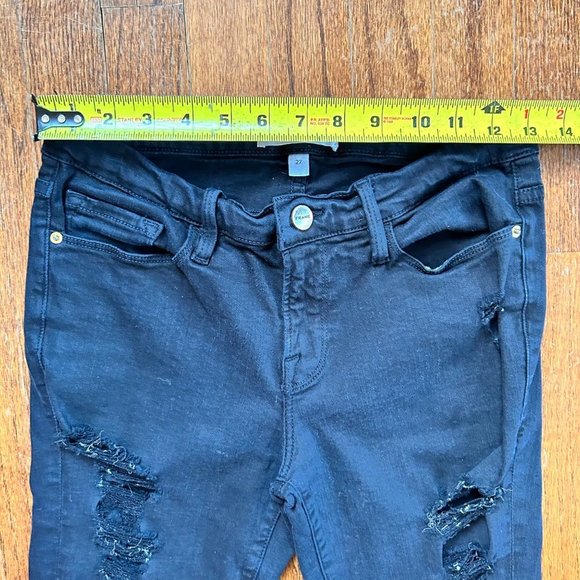 Frame Skinny Jeans Womens Sz 27 Black Le Color Ripped Skinny Shredded Distressed - Picture 8 of 12